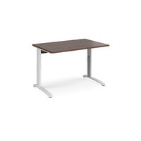 TR10 height settable straight desk 1200mm x 800mm - white frame and walnut top