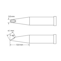 Lötspitze, Hufform, Ø 2 mm, (L) 16 mm, GT4-HF6020V