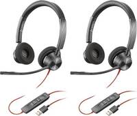 USB-s On Ear telefon headset készlet, sztereo, fekete, Plantronics Blackwire 3320-M