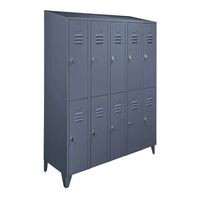 Cloakroom locker with sloping roof, half-height compartments