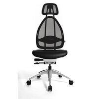 Efektowne obrotowe krzesło biurowe, z zagłówkiem i oparciem siatkowym