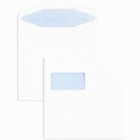 Briefumschläge 220x220mm 100g/qm selbstklebend Fenster VE=250 Stück weiß