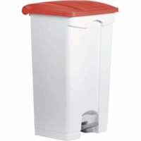 Tretabfallbehälter 87l Kunststoff grau Deckel rot