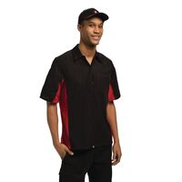 Chef Works Unisex Contrast Shirt in Black & Red - Polycotton with Pocket - M