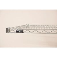 Wall mounted chrome wire shelves (brackets and posts sold separately)
