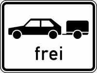 Verkehrszeichen VZ 1024-11 Personenkraftwagen mit Anhänger frei, 315 x 420, Alform, RA 2