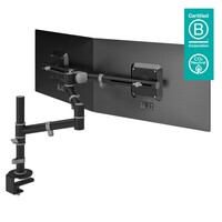 Viewgo dual monitor arm - black - desk clamp and bolt through mounts - depth adj