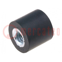 Vibration damper; M3; Ø: 8mm; rubber; L: 8mm; H: 3mm; 75N; 38N/mm