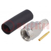 Plug; SMA; male; straight; 50Ω; RG58; soldering,crimped; for cable