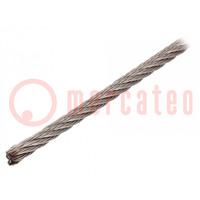 Rope; acid resistant steel A4; Ørope: 6mm; L: 10m; Rope plexus: 7x7