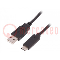 Kabel; USB 2.0; USB-A-stekker,USB-C-stekker; 1m