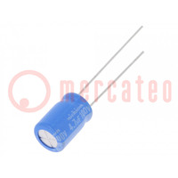 Condensatore: elettrolitico; THT; 4,7uF; 100VDC; Ø8x11,5mm; ±20%