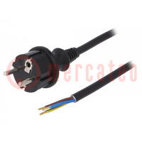 Kabel; 3x1,5mm2; CEE 7/7 (E/F) wtyk,przewody,SCHUKO wtyk; PVC