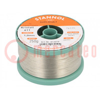 Soldering wire; Sn99,3Cu0,7; 1mm; 250g; lead free; reel; 2.5%