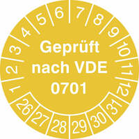 Prüfplakette,Doku-Folie, Geprüft nach VDE 0701, 3,0 cm, 15 Stk/Bogen Version: 26-31 - Prüfplakette VDE 0701 26-31