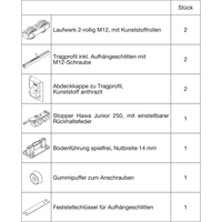 Produktbild zu HAWA-Junior 250/B Set ferramenta legno senza binario di scorrimento