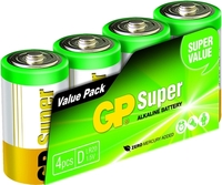 GP BATTERY 03013AS4 SUPER ALKALINE - JUEGO DE 4 PILAS ALCALINAS D MONO