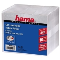 Hama CD Slim Pack 4, pack 10 4 disques Transparent