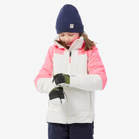 Kids’ Warm And Waterproof Ski Jacket 900 - White And Pink - 14 Years