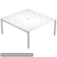 Scrivania Bench doppia piano bianco 180x168xH.72,5 cm gamba a ponte metallo grigio Bridge Artexport - BENCH18/3-AA