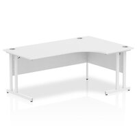 Impulse 1800mm Right Crescent Desk White Top White Cantilever Leg I002395