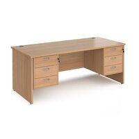 Maestro 25 straight desk 1800mm x 800mm with two x 3 drawer pedestals - beech to