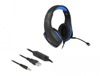 Gaming Headset Over-Ear mit 3,5 mm Klinkenstecker und blauem LED Licht für PC, Notebook und Spieleko