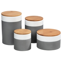 WENKO Aufbewahrungsdosen Malta, 4er Set, Keramikdosen im trendigen Farbblockdesign in Grau/Weiß