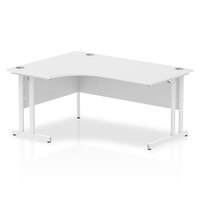 Impulse 1600mm Left Crescent Desk White Top White Cantilever Leg MI002392