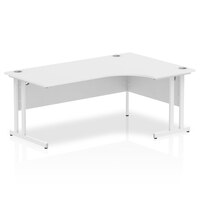 Impulse 1800mm Right Crescent Desk White Top White Cantilever Leg MI002395