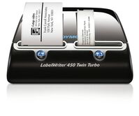 LabelWr 450 Twin Turbo, Black LabelWriter 450 Twin Turbo, Direct thermal, 600 x 300 DPI, 71 lpm, Black,Silver, Windows XP/Vista/7 Mac OS