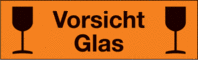 Palettenkennzeichnung - Vorsicht Glas, Signalorange, 7.5 x 25 cm, Papier
