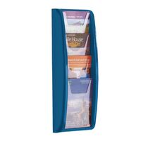 Wall mounted coloured leaflet dispensers - 4 x A5 pockets, blue