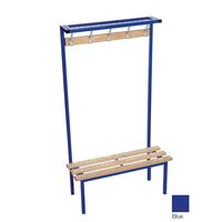 Evolve solo bench with mesh top shelf 1500 x 400mm 7 hooks - 2 uprights - blue