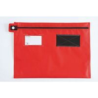 Tamper evident mailing pouch, flat with long zip, red, 356 x 457mm
