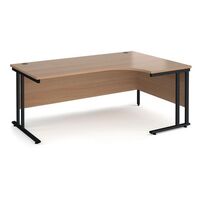 Traditional ergonomic desks - delivered and installed - black frame, beech top, right hand, 1800mm
