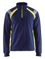 Sweatshirt mit Half Zip marineblau/gelb