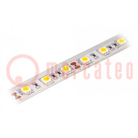 LED szalag; fehér meleg; 5050; 12V; LED/m: 60; IP65; 120°; 14,4W/m