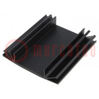 Heatsink: extruded; grilled; TO3; black; L: 75mm; W: 70mm; H: 15mm
