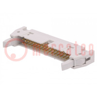 Socket; IDC; male; PIN: 34; straight; with ejector; THT; 2.54mm; grey