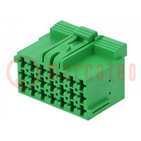 Connector: automotive; JPT; female; plug; for cable; PIN: 21; green