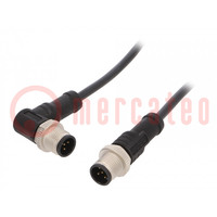 Cable: for sensors/automation; PIN: 5; M12-M12; 1m; plug; plug; 60V