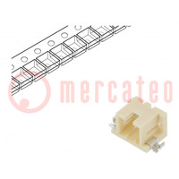 Socket; wire-wire/PCB; male; DF3; 2mm; PIN: 2; SMT; on PCBs; tinned
