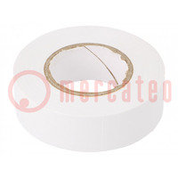 Tape: electrical insulating; W: 19mm; L: 20m; Thk: 0.13mm; white