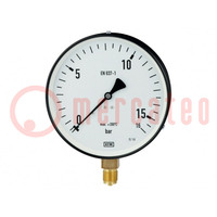 Manometer; -1÷1.5bar; Class: 1.6; 100mm; Temp: -25÷60°C; IP50