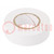 Tape: electrical insulating; W: 19mm; L: 20m; Thk: 0.13mm; white