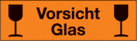 Palettenkennzeichnung - Vorsicht Glas, Signalorange, 7.5 x 25 cm, Papier