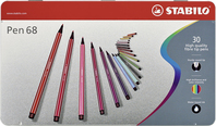 STABILO Pen 68, premium viltstift, metalen etui met 30 kleuren