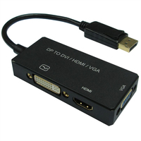 VALUE 12993153 0,1 m DisplayPort VGA (D-Sub)+ HDMI + DVI Zwart
