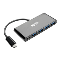 Tripp Lite U460-004-4AB-C 4-Port USB-C Hub, USB 3.x (5Gbps), 4x USB-A Ports, 60W PD Charging, Black